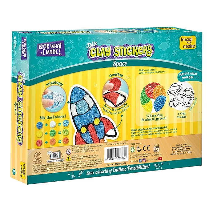 Imagimake Clay Stickers Princess Create 3 Unique DIY Stickers Using Air Dry Clay Gifts for Kids
