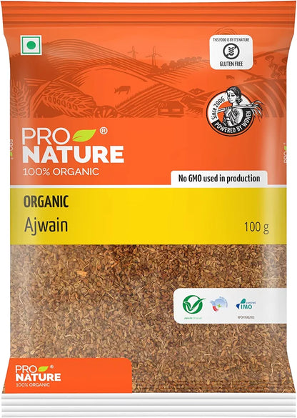 Pro Nature 100% Organic Ajwain Ajowan, Seeds, 100 Gram