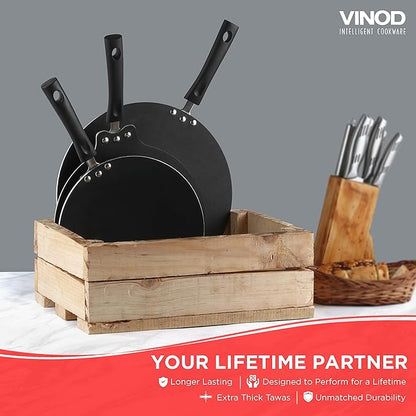 Vinod Zest Marbilo Aluminium Non Stick Concave Tawa - 24 cm | Roti / Chapati Tawa | 3 mm Thick | 5 Layer Coating | Stain Resistant