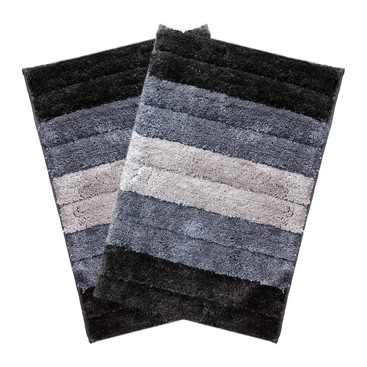 Luxe Home International Microfiber Rectangular Bath mat Soft Anti Slip Skid Luxury Mats 40X60 Cm  Colour Shadow (Pack of 2)