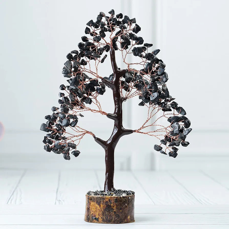 HindCraft Black Tourmaline Crystal Tree Copper Wire 10-12 inch