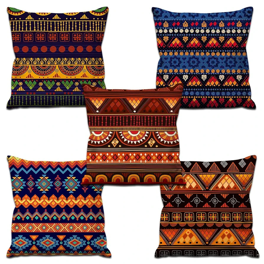 Aerohaven Set of 5 Decorative Hand Made Jute Throw/Pillow Cushion Covers Colour Multicolor