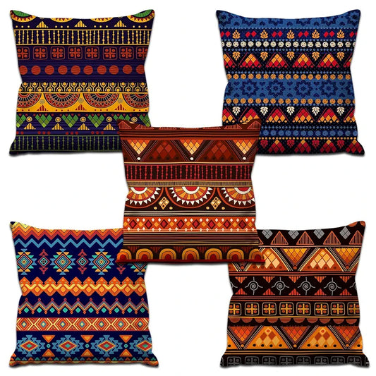 Aerohaven Set of 5 Decorative Hand Made Jute Throw/Pillow Cushion Covers Colour Multicolor
