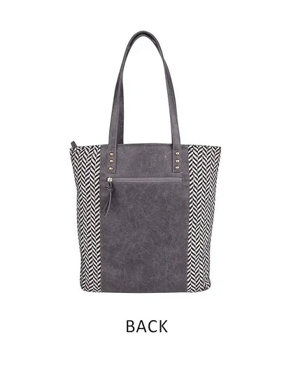 Astrid Women's Black PU Block Design Tote Bag With PU Strap