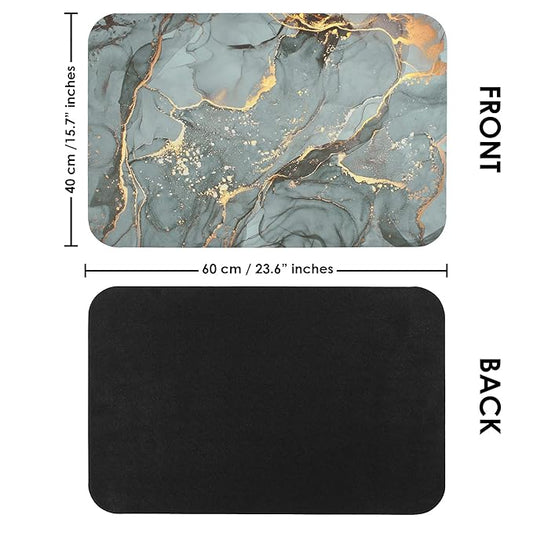 Story@Home Leather Bathroom Mat Aqua Collection Door Mat Anti-Slip Bath Mat Basil Green Rectangular