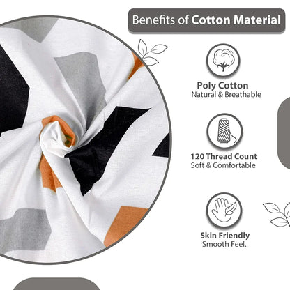 Divine Casa Double Size Bedsheet for Double Bed 144 TC Pure Cotton Queen Size with 2 Pillow Covers Colour Peach & Black