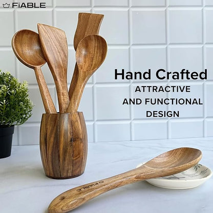 Fiable Pure Neem Wood Spatula for Cooking Wooden Spatula for Baking and Mixing