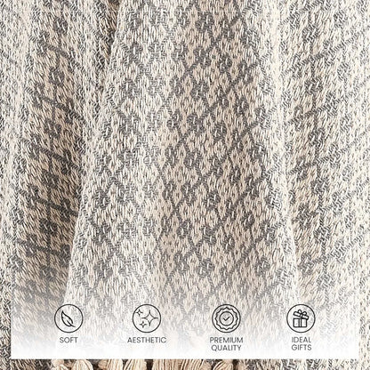 Sashaa World Soft Throw Blanket Colour Grey/Natural