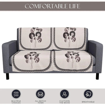 Kuber Industries Set of 6 Velvet 2+1 Seater Sofa Covers for Living Room Digital Flower-Cream & Green
