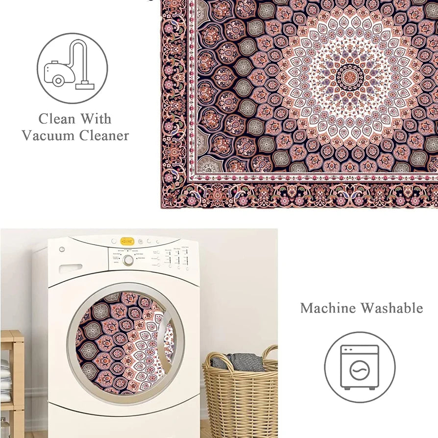 ishro home Feet 3D Jet Multi Printed Carpet Rug Runne Colour Geometrical Retro 3 x 5 Feet