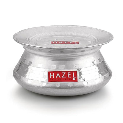 Hazel Aluminium Handi with Lid 24 cm with 3200 ml Capacity Machine Hammered Finish