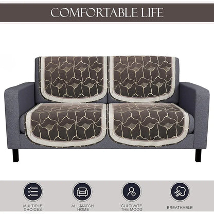 Kuber Industries Set of 4 Durable 2 Seater Sofa Cover for Living Room Arabica Look Brown & Golden Foil