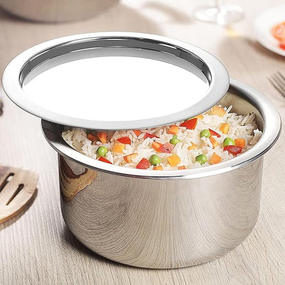 Savya Home Triply Stainless Steel Tope Patila With Lid Handi Casserole With Lid 3l 20 Cm Diameter