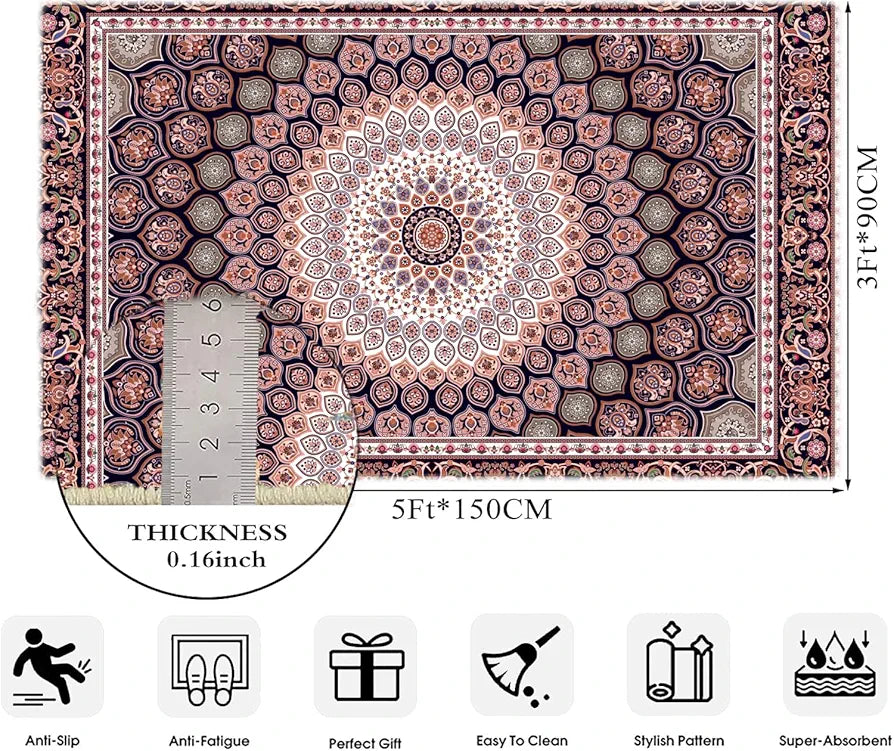 ishro home Feet 3D Jet Multi Printed Carpet Rug Runne Colour Geometrical Retro 3 x 5 Feet