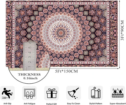 ishro home Feet 3D Jet Multi Printed Carpet Rug Runne Colour Geometrical Retro 3 x 5 Feet