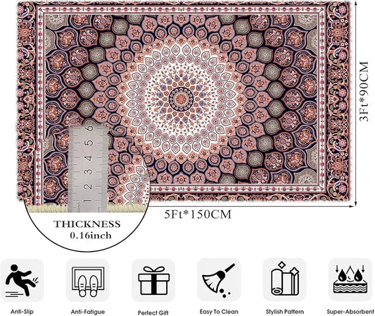 ishro home Feet 3D Jet Multi Printed Carpet Rug Runne Colour Geometrical Retro 3 x 5 Feet
