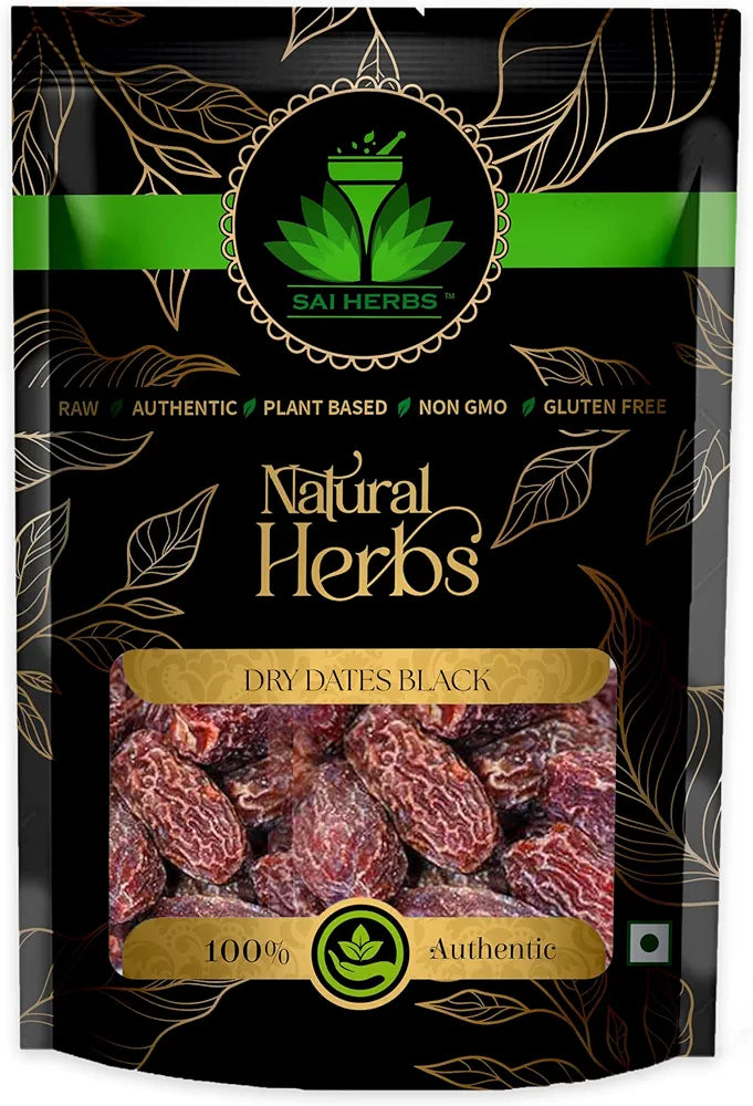 SAI HERBS Organic Black Dry Dates | Sukha Khajoor | Kala Chuara | Kharik | Fresh, Pure & Natural Dry Fruit 