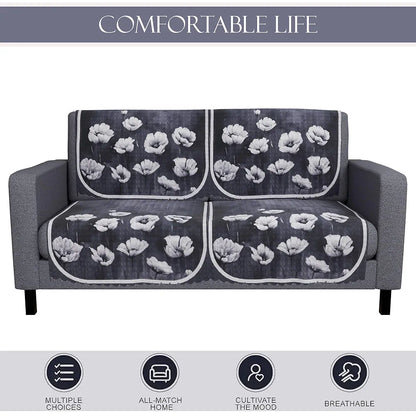 Kuber Industries Set of 6 Durable 2+1 Seater Sofa Covers Lotus Print Grey