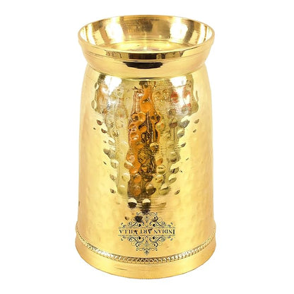 Indian Art Villa Brass Hammered Glass Tumbler Water Drinking Glass - 190 gms