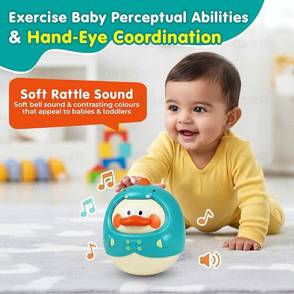 Kidology Tummy Time Roly Poly Baby Toy with Teether Green Colour