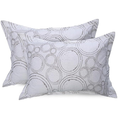 Huesland by Ahmedabad Cotton 144 TC King Size Bedsheet Cotton with 2 Pillow Covers | Sphere |  Yellow & Off White