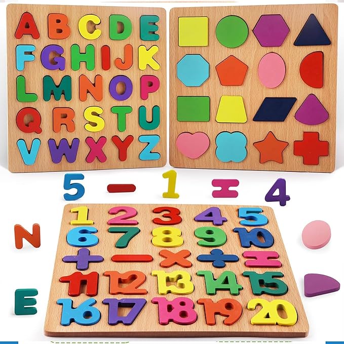 Kidology Wooden Puzzles 3Pcs for Toddlers for Kids Preschool Learning Toys