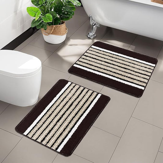 Kuber Industries Anti-Skid Water-Absorbent Door Mats for Home Micro New Wings Lining Brown