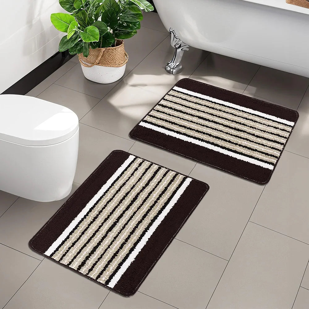 Kuber Industries Anti-Skid Water-Absorbent Door Mats for Home Micro New Wings Lining Brown