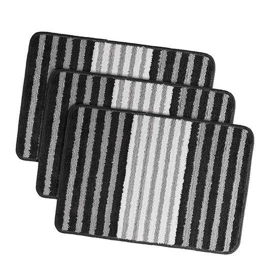 Kuber Industries Anti-Skid Water-Absorbent Door Mats for Home Pearl Lining Grey