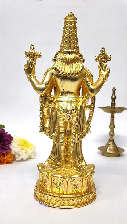 Gold Art India Lord Tirupati Balaji Idol Murti for Mandir Gold Matte