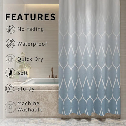 Homethreads Embrace Luxury with Our 6-Feet Long Premium Polyester Shower Curtain with 12 Hooks for a Lavish Bathroom, Machine Washable Blue