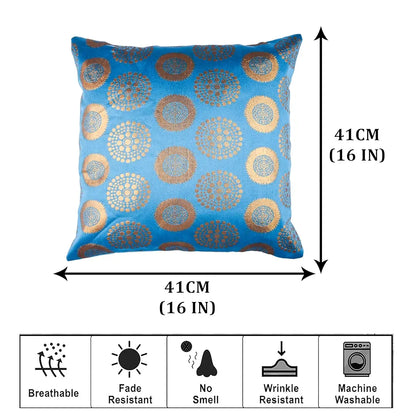 Kuber Industries Cushion Cover Pillow Covers Banarasi Gola Set of 5 Colour Firozi