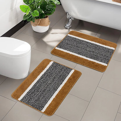 Kuber Industries Anti-Skid Water-Absorbent Door Mats for Home Micro Wings Lining Golden