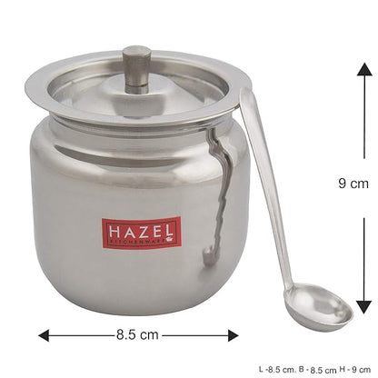 Hazel Ghee Pot with Spoon Stainless Steel Hammered Finish Ghee Container Oil