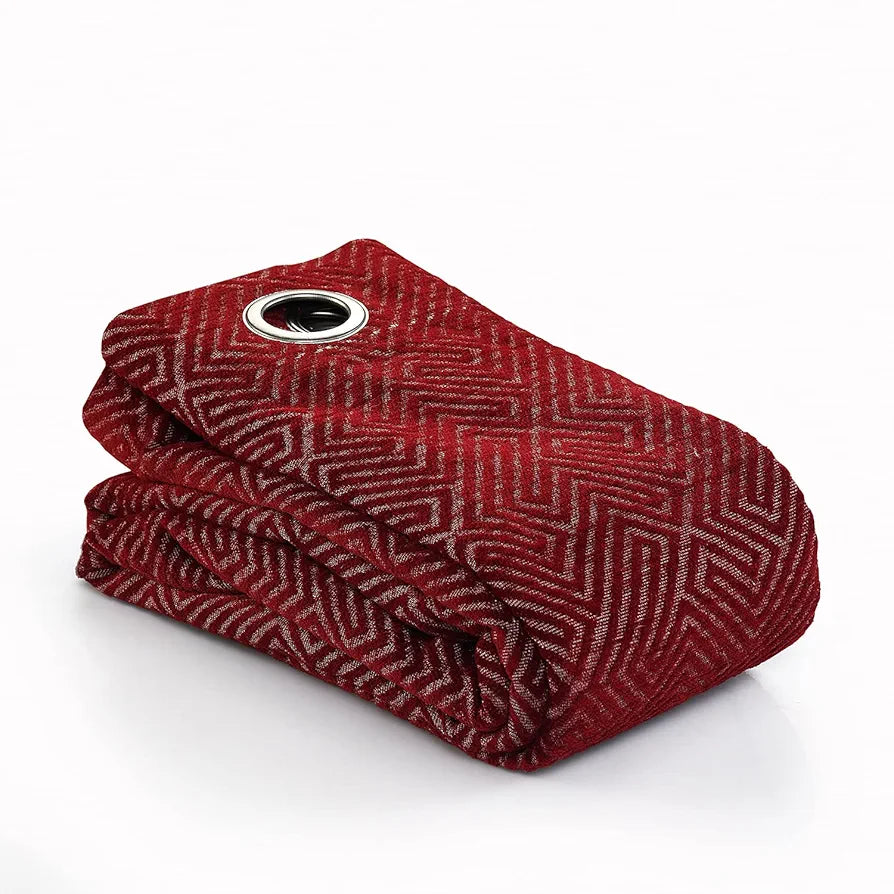 Saral Home Pacman Chenille Blackout Long Door Curtains 1pc Colour Maroon