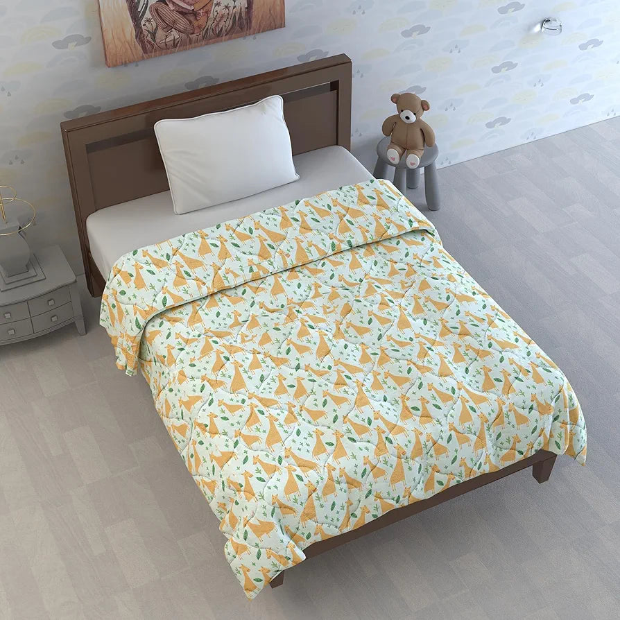 Divine Casa 120 GSM Cotton Single Kids Comforter Soft & Lightweight All-Season Blanket Colour Misty Jade