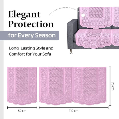 Kuber Industries Sofa Cover Net 2+1 Seater Sofa Slip Cover Set Zig Zag Printed Pink