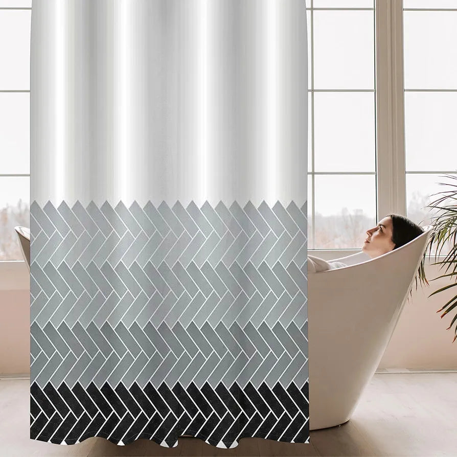 Homethreads Embrace Luxury with Our 6-Feet Long Premium Polyester Shower Curtain with 12 Hooks for a Lavish Bathroom Gray Colour