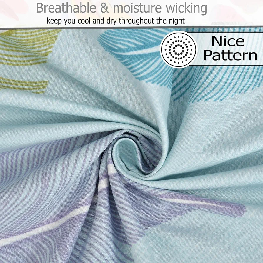 Fresh From Loom Microfiber Soft Cotton Single Size Bedsheet 200 TC Hypoallergenic Soft Bed Sheet with 1 Pillow Cover Aqua Pankh