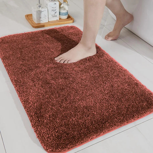 Luxe Home International Microfibre Rectangular Bath mat Super Soft Anti Skid Newman Mats For Bathroom Colour Rust
