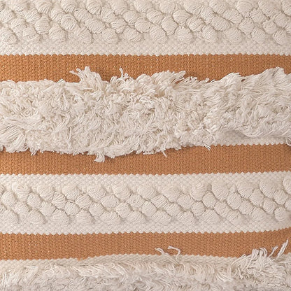 Sashaa World Boho Chic Chunky Cotton Handwoven Cushion Cover Colour Yellow Ivory