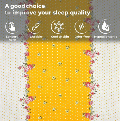 Fresh From Loom Single Bedsheet Single Size with 1 Pillow Covers 144 TC Yellow White