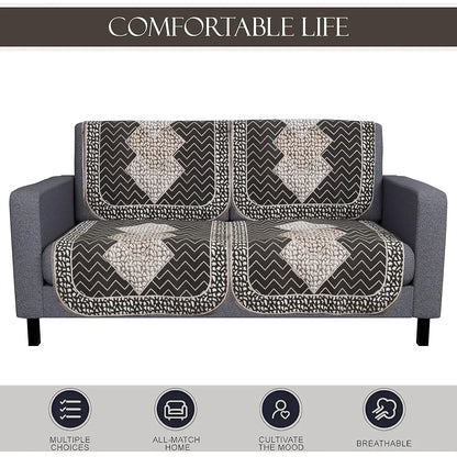 Kuber Industries Set of 6 Durable 2+1 Seater Sofa Covers for Living Room Stone Mayur Dark Grey & Brown