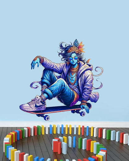 Rng Graphics Pvc Vinyl Self Adhesive Little Krishna Wall Sticker Multicolor 52 Cm X 47cm DW-129L