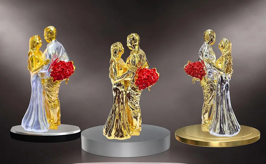 Gold Art India Couple Figurine Gold-Plated Matte Finish