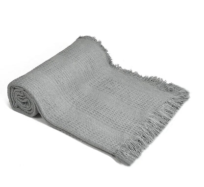 Sashaa World Grey Cotton Throw for Sofa Colour Grey