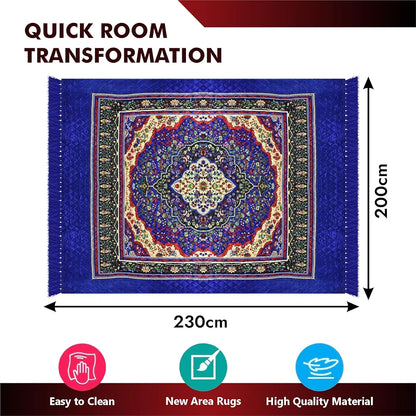 Kuber Industries Carpet Velvet Carpet-Rug for Home Decor Carpet Rug for Bedroom Blue