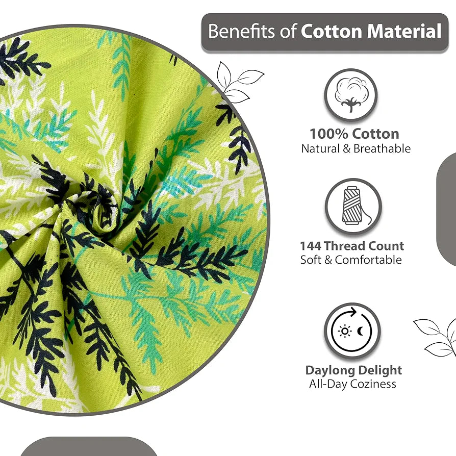 Divine Casa - 144 TC Super Soft 100% Cotton Bedsheet for Double Bed  144 Thread Count Colour Lime Breeze