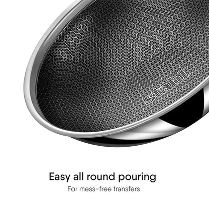 Stahl Artisan Hybrid Triply Non Stick Tasla With Lid | Stainless Steel Kadai/ Tasla for Cooking | 2.4 L | 24 Cm