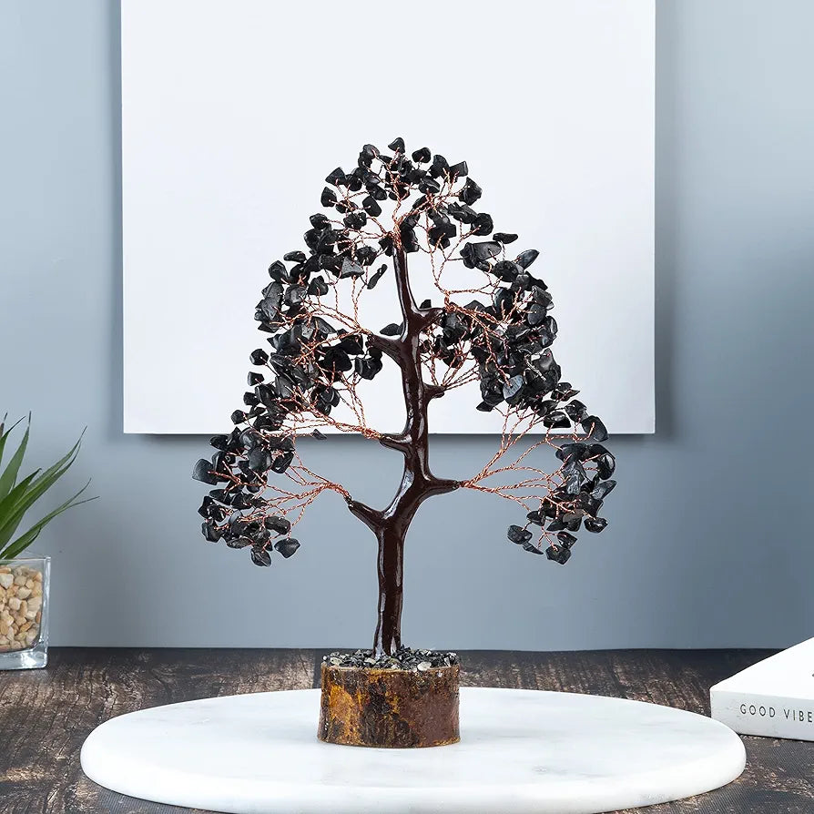 HindCraft Black Tourmaline Crystal Tree Copper Wire 10-12 inch